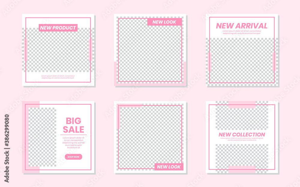 Slides Abstract Unique Editable Modern Social Media Banner Pink Template. For personal & business. Anyone can use this design easily. Promotional web banner social media post feed. Vector Illustration