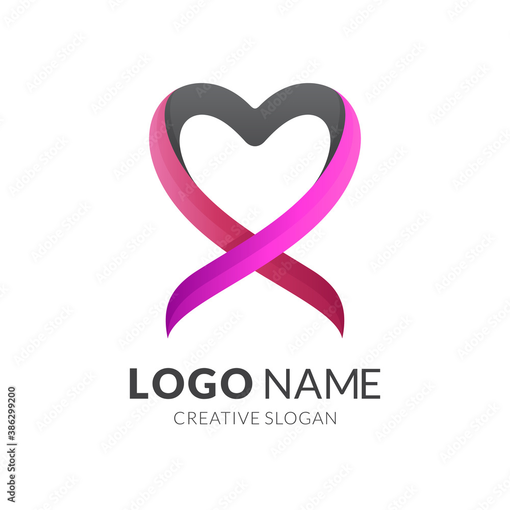 love logo design with 3d red and pink color style love logo design with 3d red and pink color style