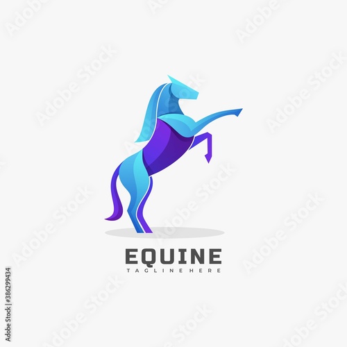 Vector Logo Illustration Equine Gradient Colorful Style.