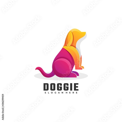 Vector Logo Illustration Doggie Gradient Colorful Style.