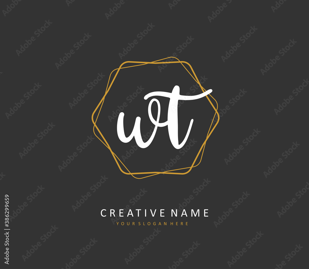 W T WT Initial letter handwriting and signature logo. A concept handwriting initial logo with template element. W T WT Initial letter handwriting and signature logo. A concept handwriting initial logo with template element.