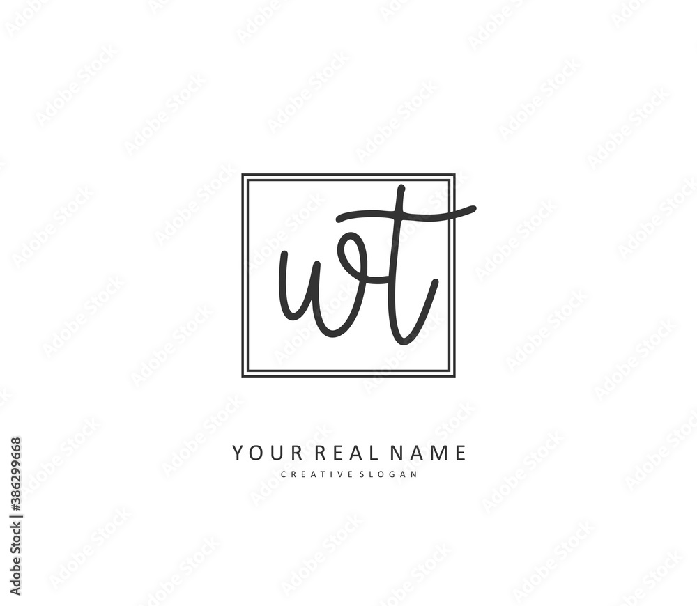 W T WT Initial letter handwriting and signature logo. A concept handwriting initial logo with template element. W T WT Initial letter handwriting and signature logo. A concept handwriting initial logo with template element.
