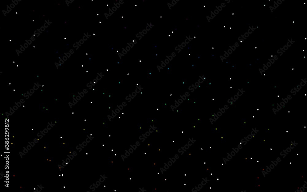 Dark Multicolor, Rainbow vector background with colored stars.
