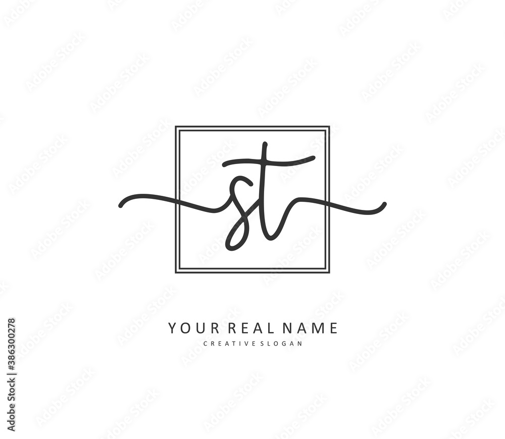 S T ST Initial letter handwriting and signature logo. A concept handwriting initial logo with template element. S T ST Initial letter handwriting and signature logo. A concept handwriting initial logo with template element.