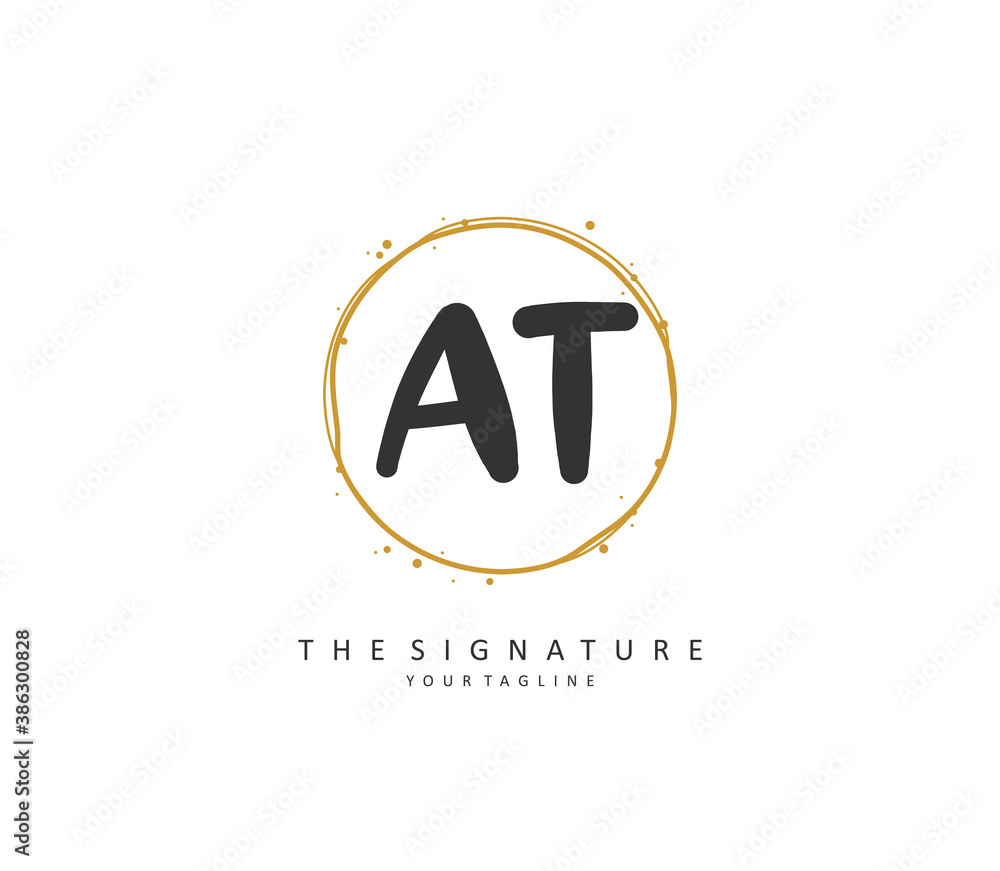 A T AT Initial letter handwriting and signature logo. A concept handwriting initial logo with template element. A T AT Initial letter handwriting and signature logo. A concept handwriting initial logo with template element.