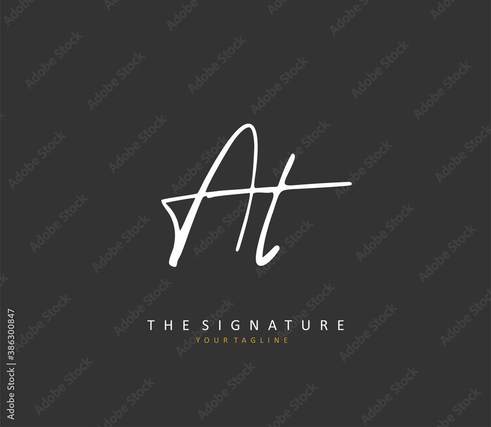 A T AT Initial letter handwriting and signature logo. A concept handwriting initial logo with template element. A T AT Initial letter handwriting and signature logo. A concept handwriting initial logo with template element.