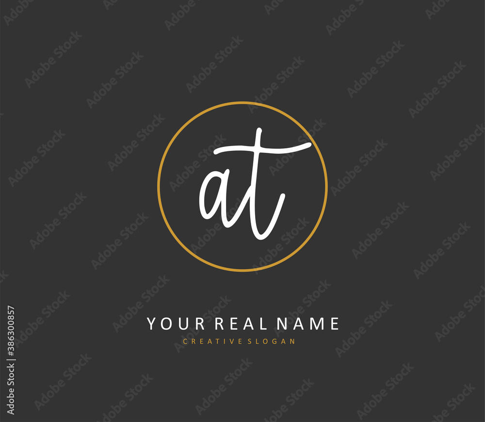 A T AT Initial letter handwriting and signature logo. A concept handwriting initial logo with template element. A T AT Initial letter handwriting and signature logo. A concept handwriting initial logo with template element.