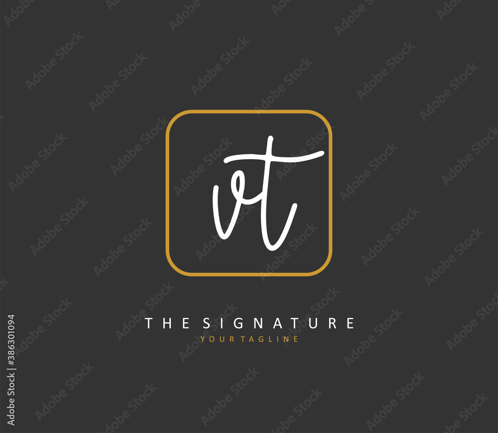 V T VT Initial letter handwriting and signature logo. A concept handwriting initial logo with template element.