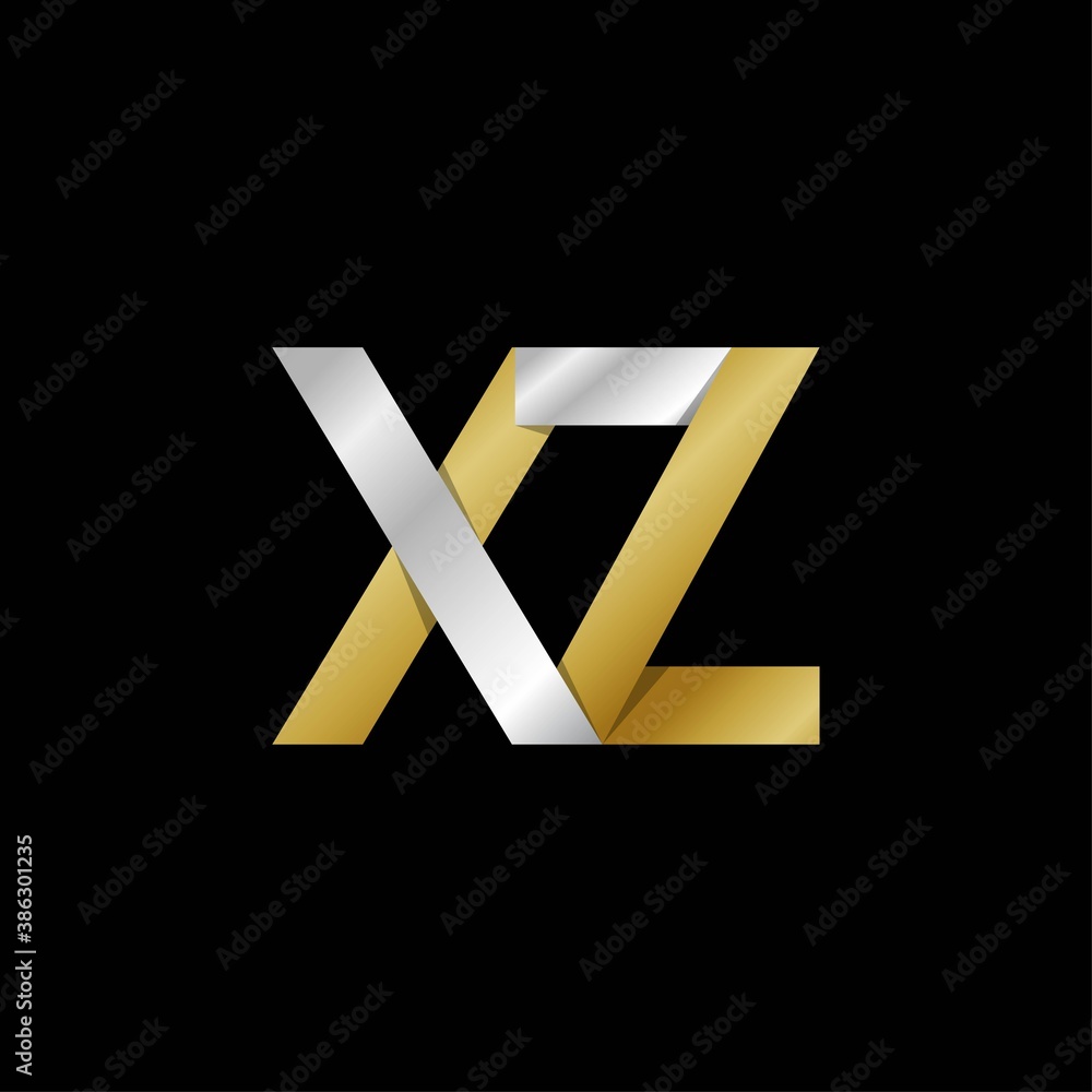 Obraz premium XZ initial letter logo, simple shade, gold silver color