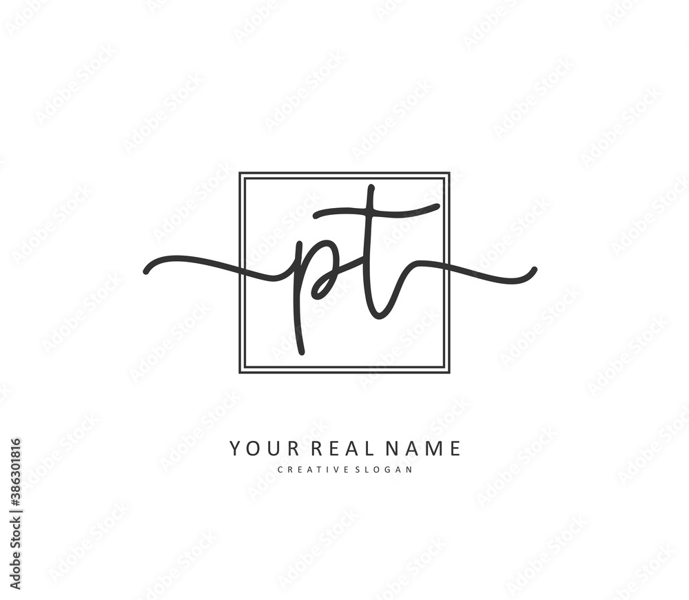 P T PT Initial letter handwriting and signature logo. A concept handwriting initial logo with template element. P T PT Initial letter handwriting and signature logo. A concept handwriting initial logo with template element.