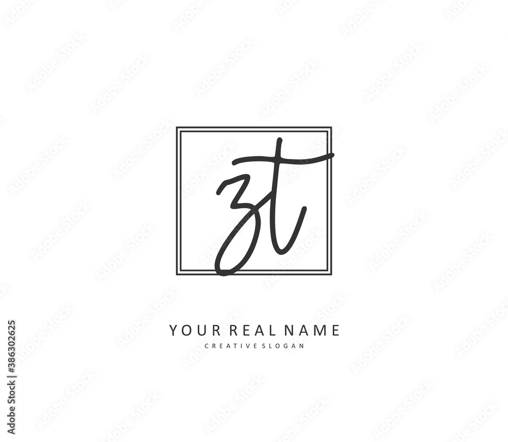 Z T ZT Initial letter handwriting and signature logo. A concept handwriting initial logo with template element. Z T ZT Initial letter handwriting and signature logo. A concept handwriting initial logo with template element.