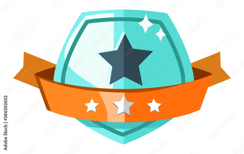 An image of a shield in blue colour. An icon of a victory symbol. An image of a shield in blue colour. An icon of a victory symbol.