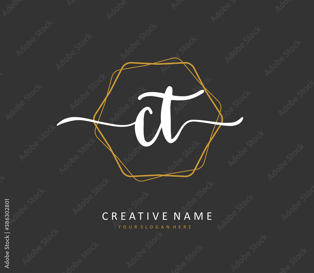 C T CT Initial letter handwriting and signature logo. A concept handwriting initial logo with template element. C T CT Initial letter handwriting and signature logo. A concept handwriting initial logo with template element.