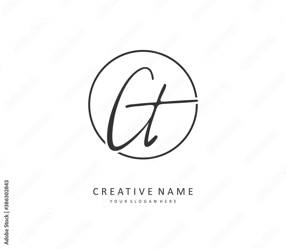 C T CT Initial letter handwriting and signature logo. A concept handwriting initial logo with template element. C T CT Initial letter handwriting and signature logo. A concept handwriting initial logo with template element.
