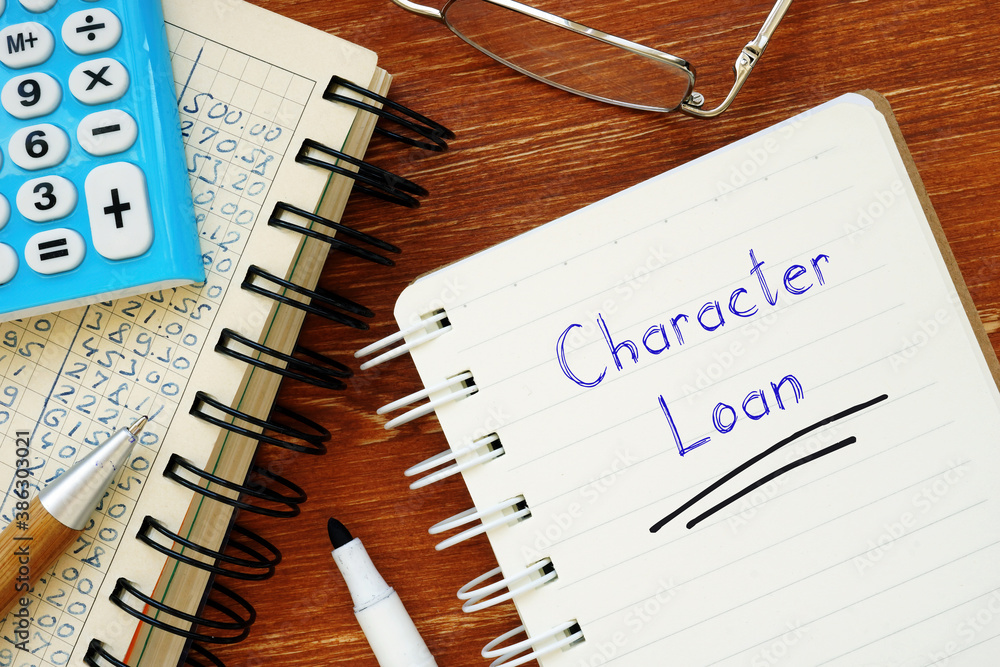 Fotografie Character Loan sign on the sheet.