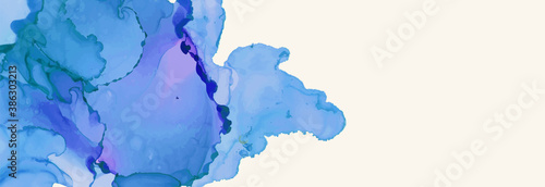 Alcohol ink vector texture banner. Fluid ink abstract background.