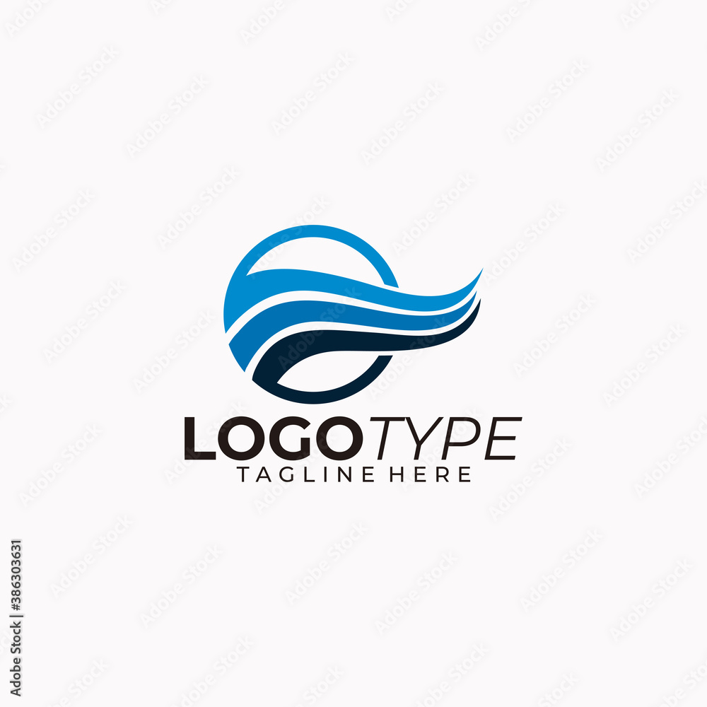 blue wave logo icon vector isolated