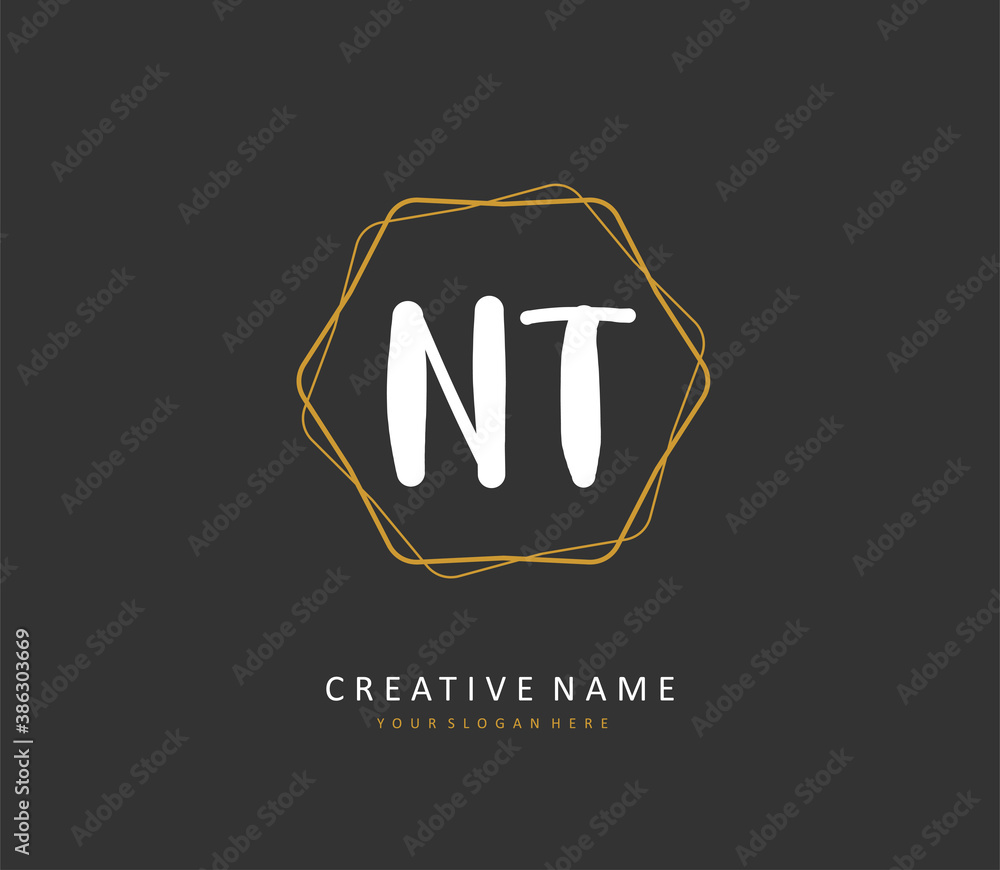 N T NT Initial letter handwriting and signature logo. A concept handwriting initial logo with template element. N T NT Initial letter handwriting and signature logo. A concept handwriting initial logo with template element.