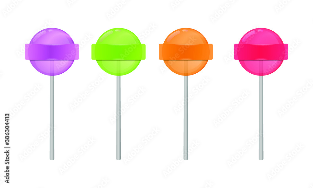 Realistic set sweet lollipop on a stick isolated on Isolated on white background Realistic set sweet lollipop on a stick isolated on Isolated on white background