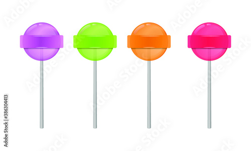 Realistic set sweet lollipop on a stick isolated on Isolated on white background