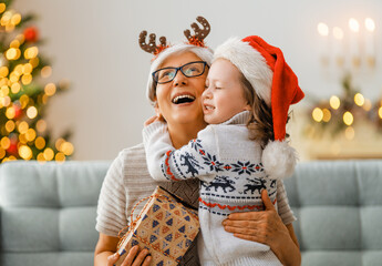 family celebrating Christmas