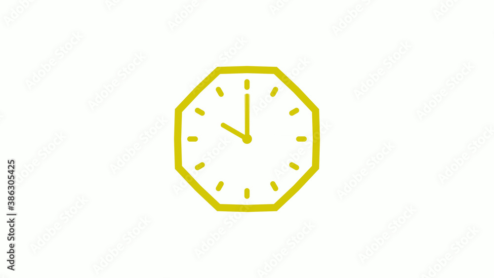 Amazing yellow color counting down clock isolated on white background, 12 hours clock icon Amazing yellow color counting down clock isolated on white background, 12 hours clock icon