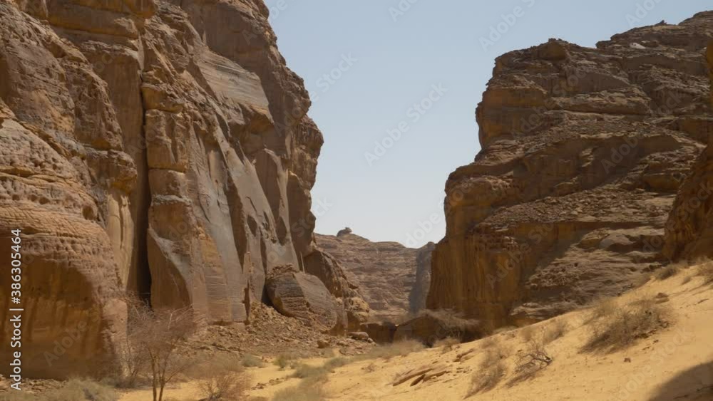 Canyon trekking and hiking trail in Al Ula, north west Saudi Arabia Canyon trekking and hiking trail in Al Ula, north west Saudi Arabia