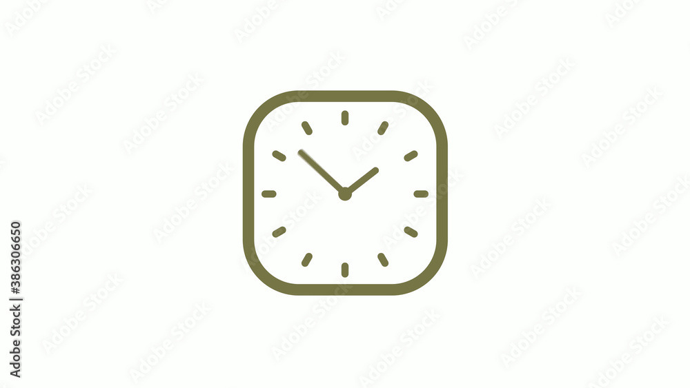 Amazing yellow gray square clock icon on white background, 12 hours clock icon Amazing yellow gray square clock icon on white background, 12 hours clock icon