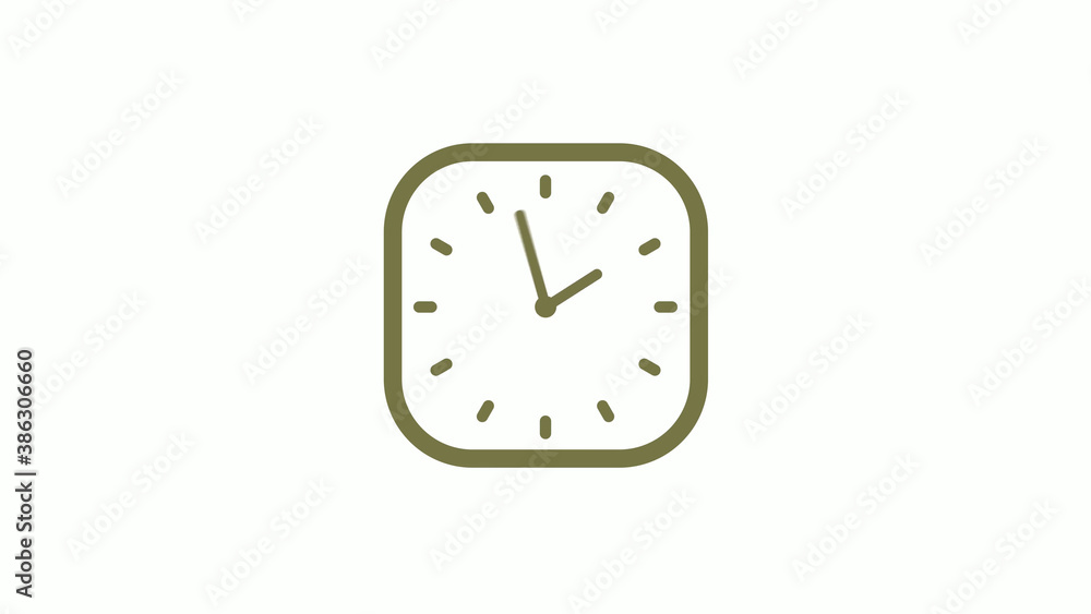 Amazing yellow gray square clock icon on white background, 12 hours clock icon Amazing yellow gray square clock icon on white background, 12 hours clock icon