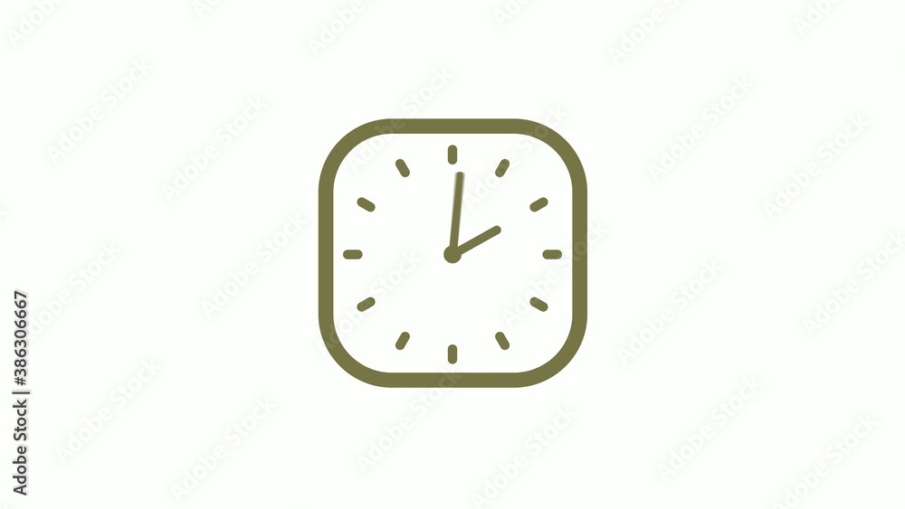 Amazing yellow gray square clock icon on white background, 12 hours clock icon Amazing yellow gray square clock icon on white background, 12 hours clock icon