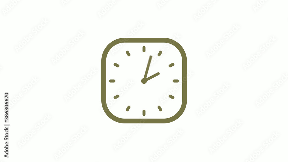 Amazing yellow gray square clock icon on white background, 12 hours clock icon Amazing yellow gray square clock icon on white background, 12 hours clock icon