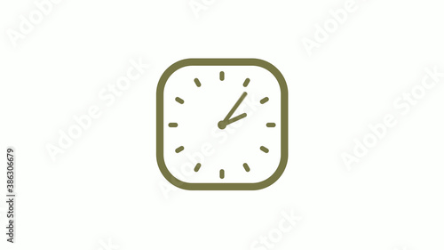 Amazing yellow gray square clock icon on white background, 12 hours clock icon