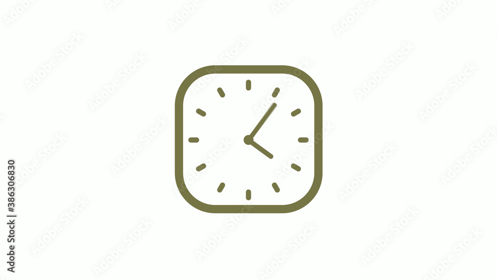 Amazing yellow gray square clock icon on white background, 12 hours clock icon Amazing yellow gray square clock icon on white background, 12 hours clock icon