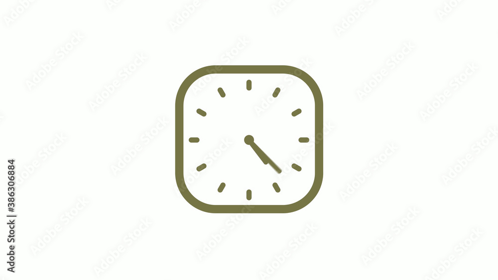Amazing yellow gray square clock icon on white background, 12 hours clock icon Amazing yellow gray square clock icon on white background, 12 hours clock icon