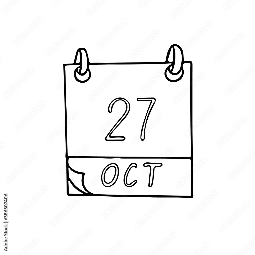 calendar hand drawn in doodle style. October 27. World Day for Audiovisual Heritage, date. icon, sticker, element, design. planning, business holiday calendar hand drawn in doodle style. October 27. World Day for Audiovisual Heritage, date. icon, sticker, element, design. planning, business holiday
