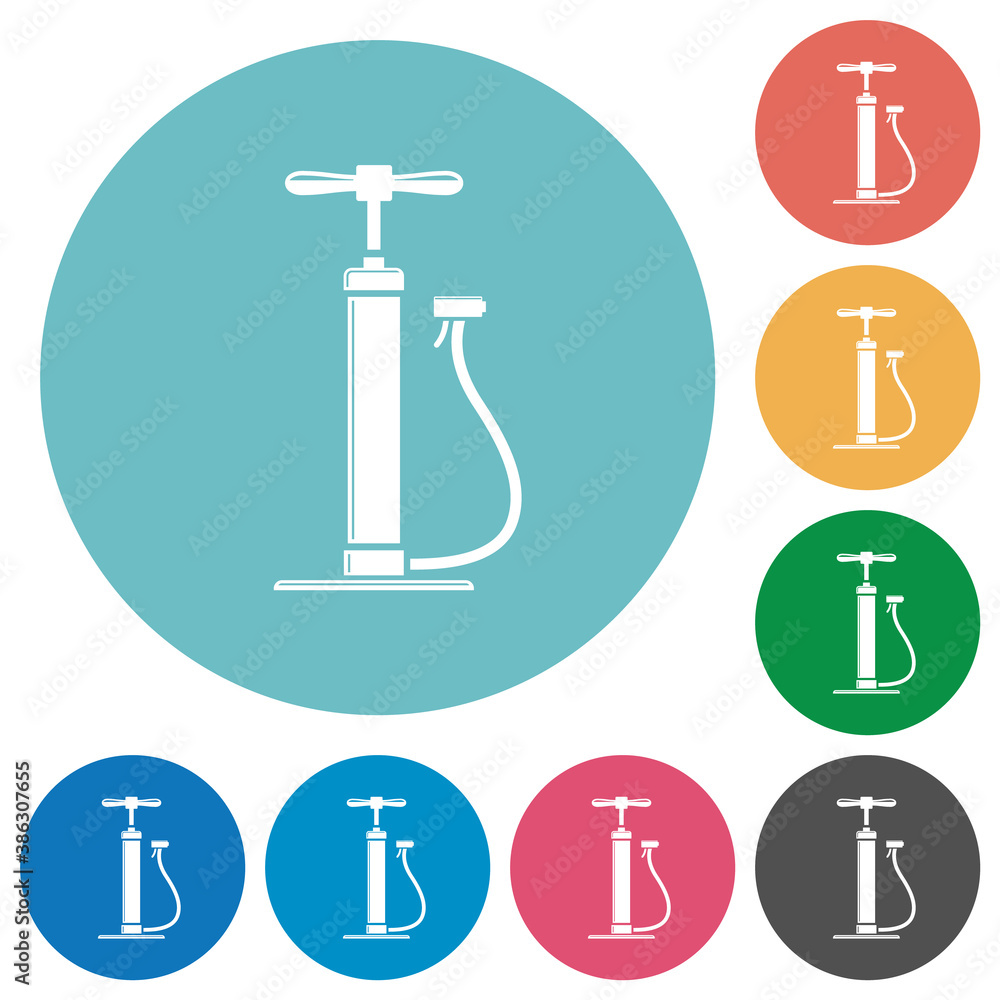 Air pump with gloss flat round icons Air pump with gloss flat round icons