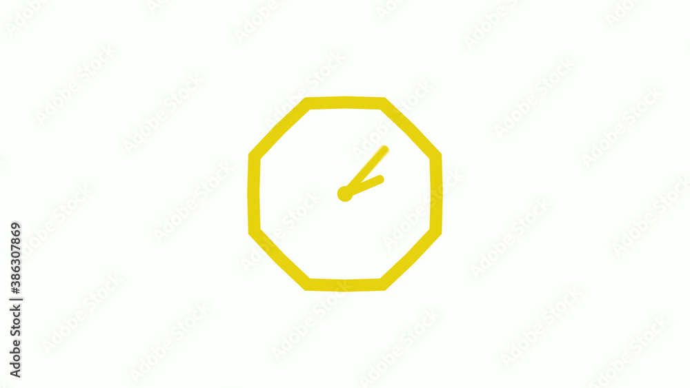 Yellow color counting down clock icon without trick, Clockisolated Yellow color counting down clock icon without trick, Clockisolated