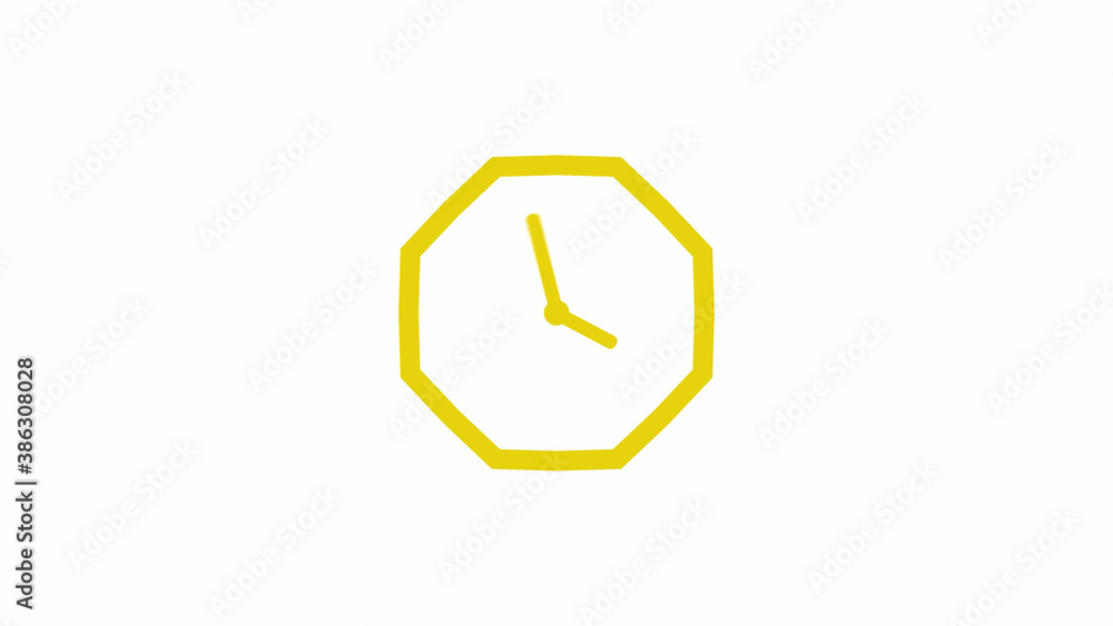 Yellow color counting down clock icon without trick, Clockisolated Yellow color counting down clock icon without trick, Clockisolated