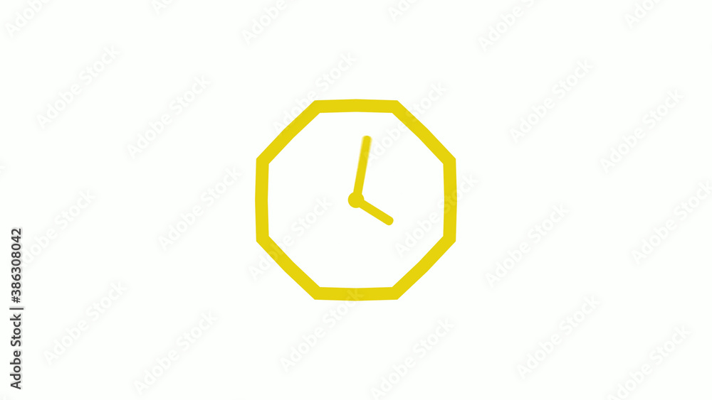 Yellow color counting down clock icon without trick, Clockisolated Yellow color counting down clock icon without trick, Clockisolated