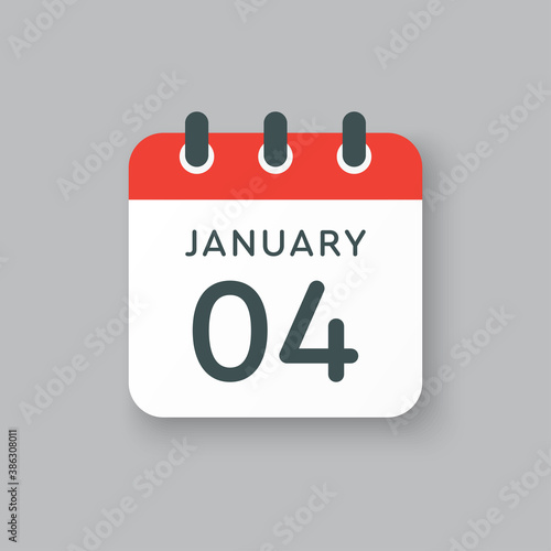 Icon day date 4 January, template calendar page