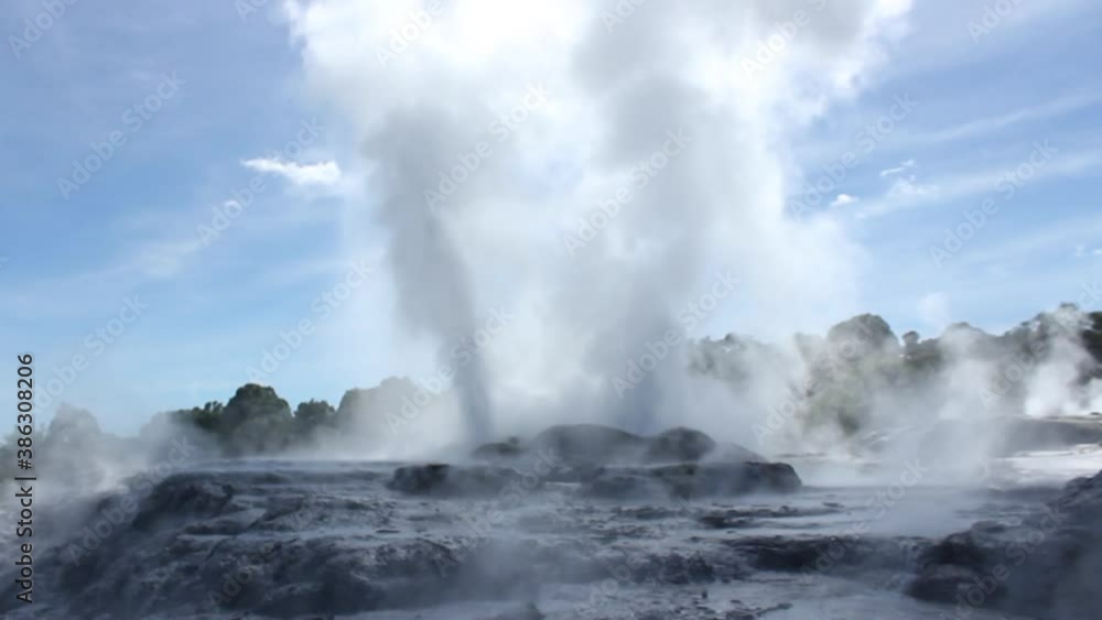 slow motion water splash in a geyser eruption in new zealand slow motion water splash in a geyser eruption in new zealand