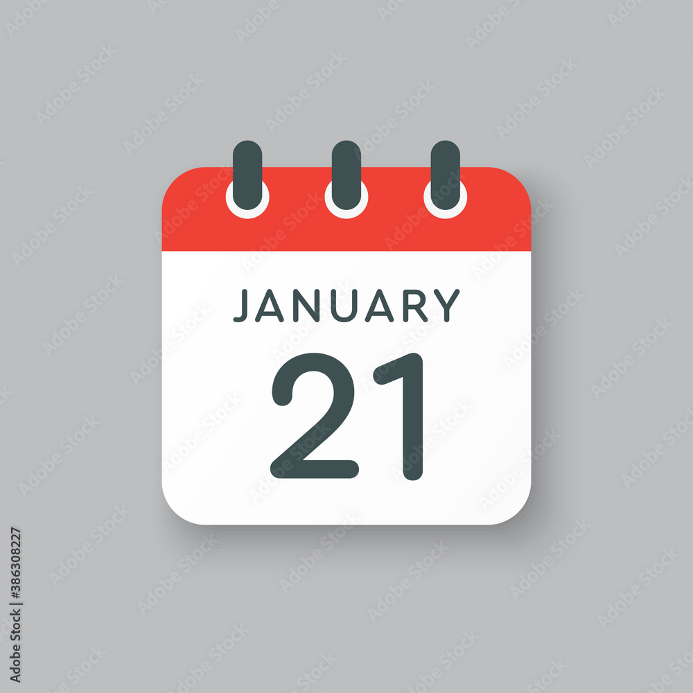 Icon day date 21 January, template calendar page Icon day date 21 January, template calendar page