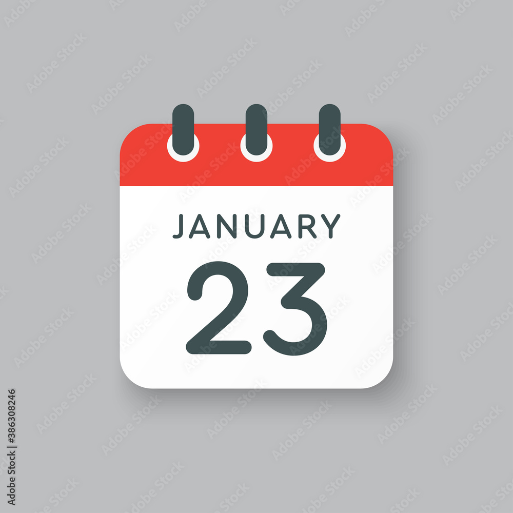 Icon day date 23 January, template calendar page Icon day date 23 January, template calendar page