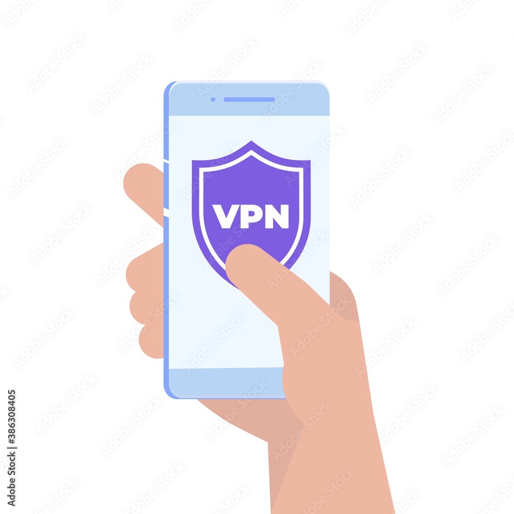 VPN, Virtual Private Network Mobile service concept. Protect personal data in smartphone. Vector illustration VPN, Virtual Private Network Mobile service concept. Protect personal data in smartphone. Vector illustration