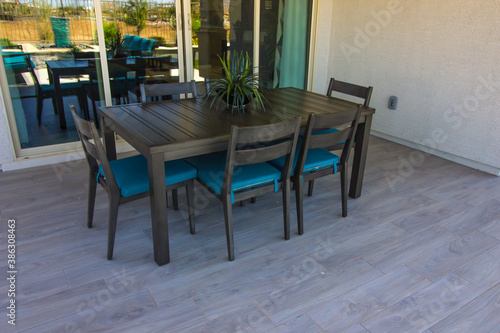 Rear Yard Wooden Patio Table & Chairs
