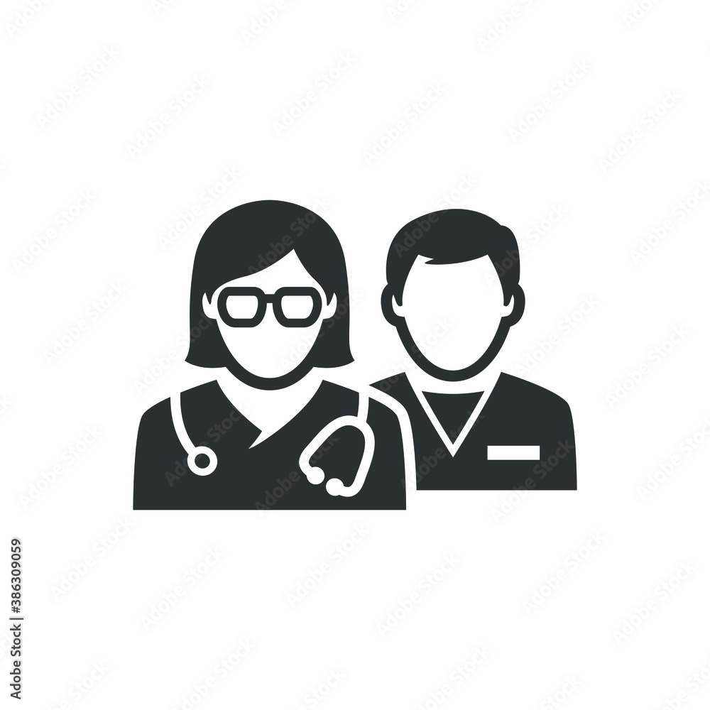 Female doctor and male nurse icon Female doctor and male nurse icon