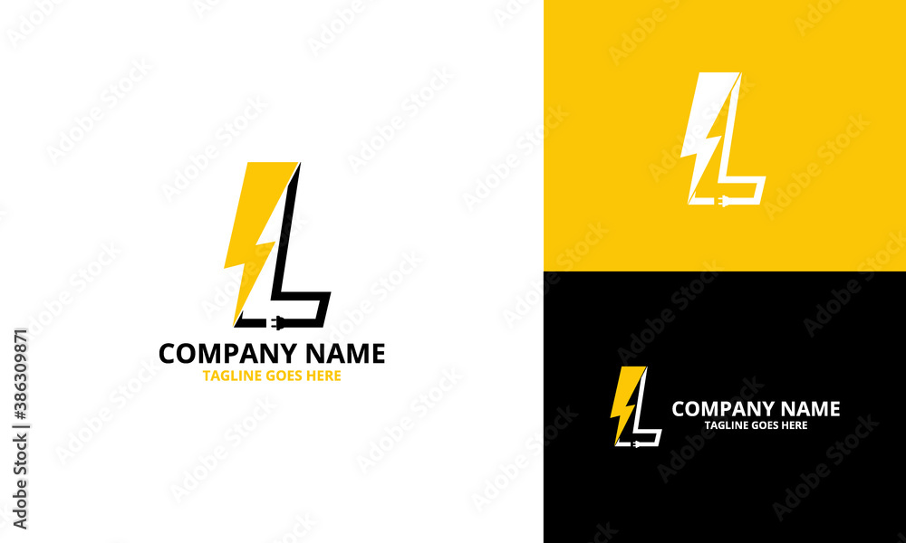 Vetor de Flash initial letter L Logo Icon Template. Illustration vector ...