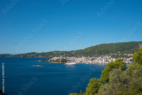 Skiathos Island, Greece. Panoramic view of the city of Skiathos