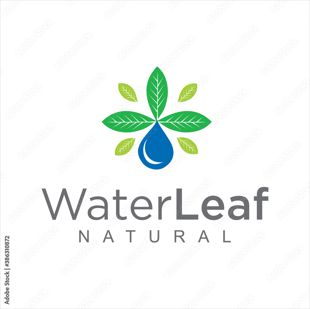 Bio green leaf water drop logo Design Vector Stock. pure Natural Healthy water leaf logo concept
