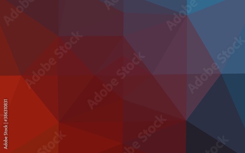 Dark Blue  Red vector polygon abstract background.